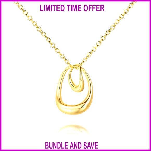 14K Gold Interlocking Pendant Necklace Adjustable 17.5in Chain